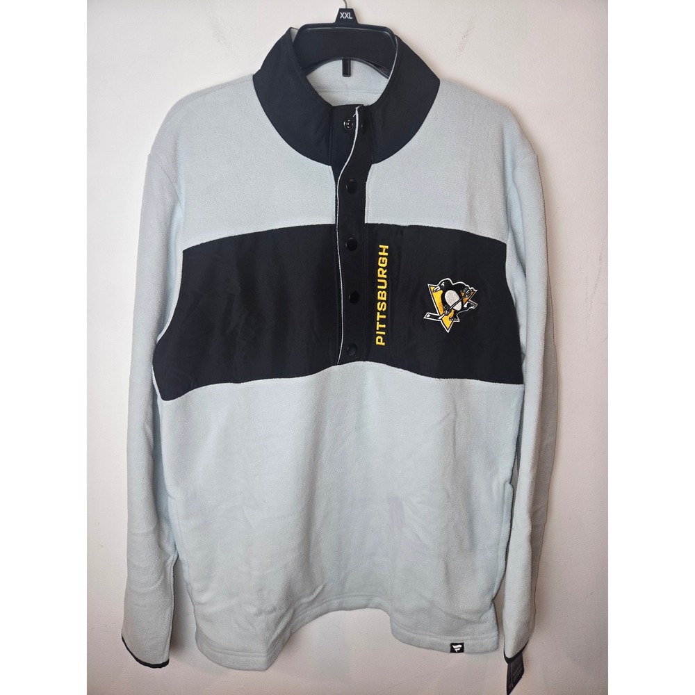 Fanatics Pittsburgh Penguins Mens GIconic‎ Polar Fleece Snap Qtr Zip Pullover - Picture 2 of 7